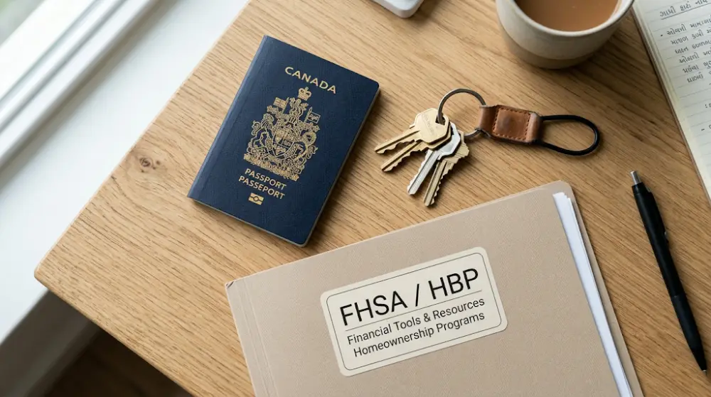 Documents representing the First Home Savings Account (FHSA) and RRSP Home Buyers' Plan for Canadian buyers.