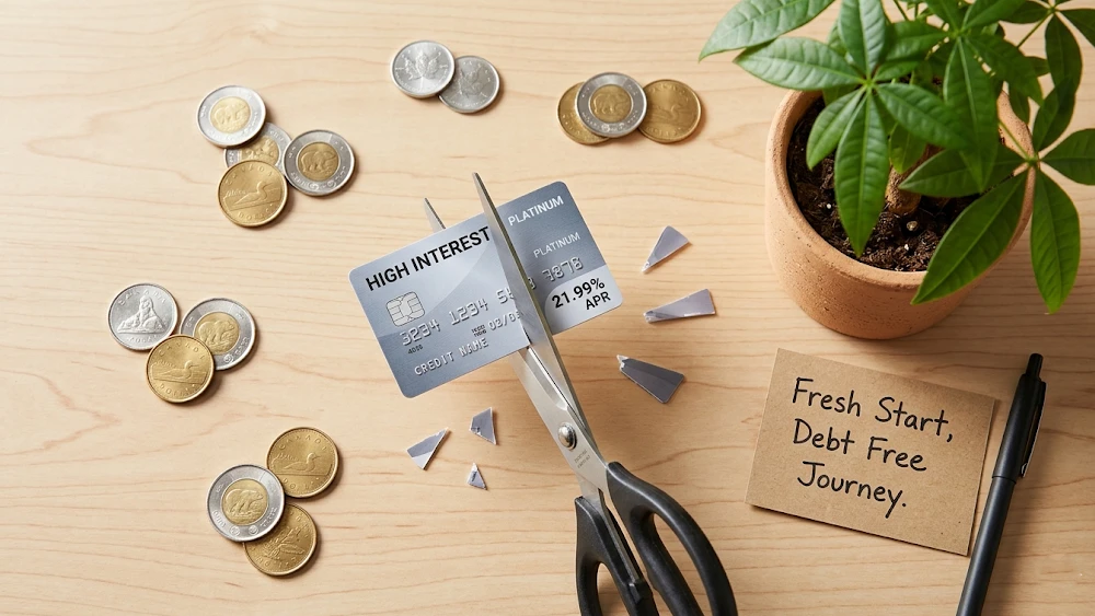 Stopping credit card use to successfully pay off debt and build a healthy financial future in Canada.