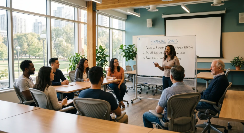 A welcoming financial coaching session for newcomers at Adeline Financial in Winnipeg