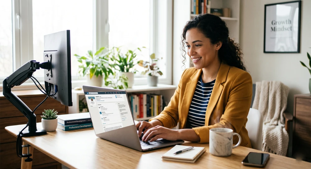 LinkedIn profile tips Canada A Canadian professional optimizing their LinkedIn profile to attract recruiters and land a new job