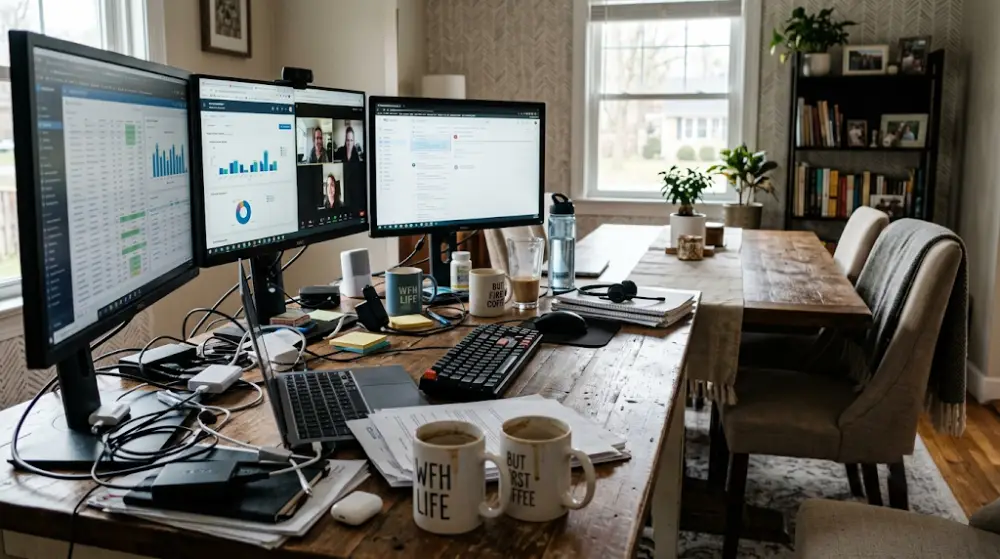 The struggle of maintaining work-life balance while working from home in Canada.