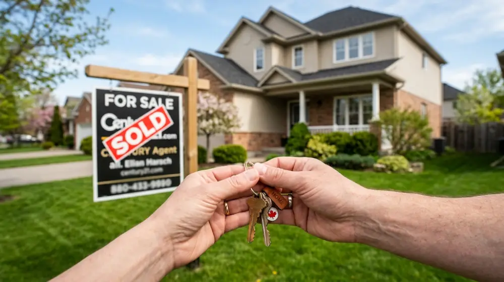 first home buyers guide Handing over the keys to a newly purchased house after paying closing costs and down payments.